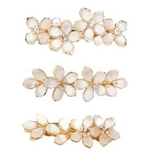 3pcs Opal Flower Rhinestone Hair Clip French Crystal Vintage Hair Barrettes