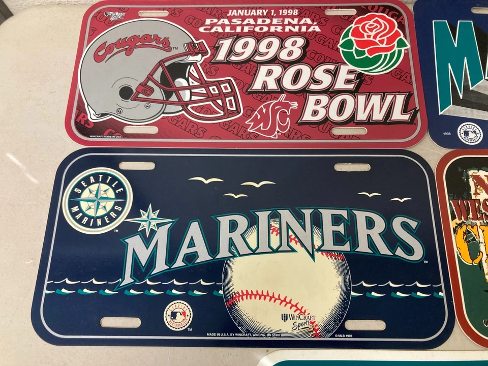 Lot of 5 Seattle Mariners, Sonics, WSU License Plates New Vintage MLB Baseball - Image 2 of 4