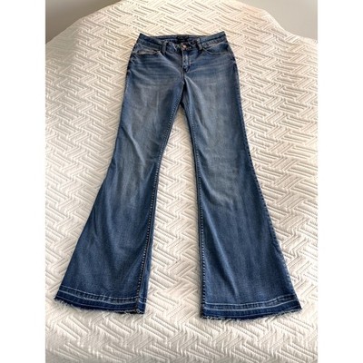 Sincerely Jules Wide Leg Jeans Women's Size 9/29 Stretch Denim Raw Hem Boho Chic