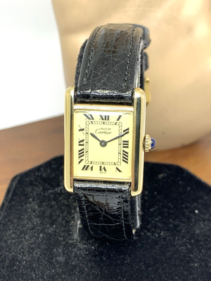 Cartier アナログ腕時計 ゴールド/ブラック Cartier Must de Tank Womens Watch Swiss Manual Wind Gold Dial