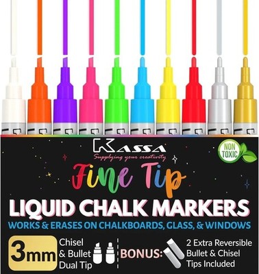 Flüssigkreidemarker feine Spitze (10er Pack 3 mm) von Kassa