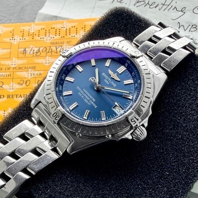 38mm Breitling Windrider A10350 -  Box and Papers + Blue Dial