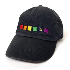 LGBTQ Rainbow Colors Ball Cap Black Adjustable Embroidered Hat