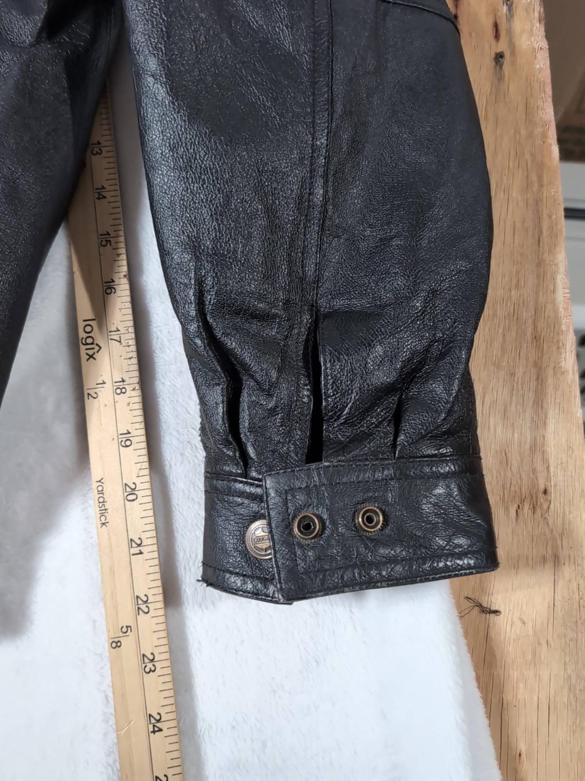 COUGAR Leather Bomber JACKET Mens Size M Black i zippered Good Condition  thumbnail 2