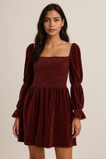 NEW Reformation Albi Velvet Mini Dress Crimson Red Large Milkmaid Vampire Goth
