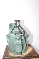 dal burtchaell  face jug, pottery, folk art      ( 10'' t x 7'' w)