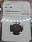1908-S Indian Head Cent Penny NGC VF35 BN