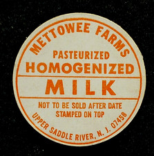 METTOWEE FARMS  - UPPER  SADDLE RIVER, N.J.-  MILK BOTTLE CAP - 42mm