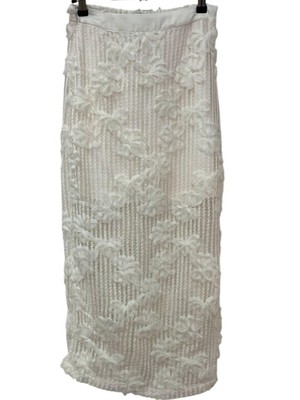 B.right floral knit midi skirt Ivory