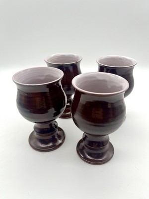 Set Vintage Keramik Kelche Weingläser Signiert Tagora Mid-Century Studio Pottery