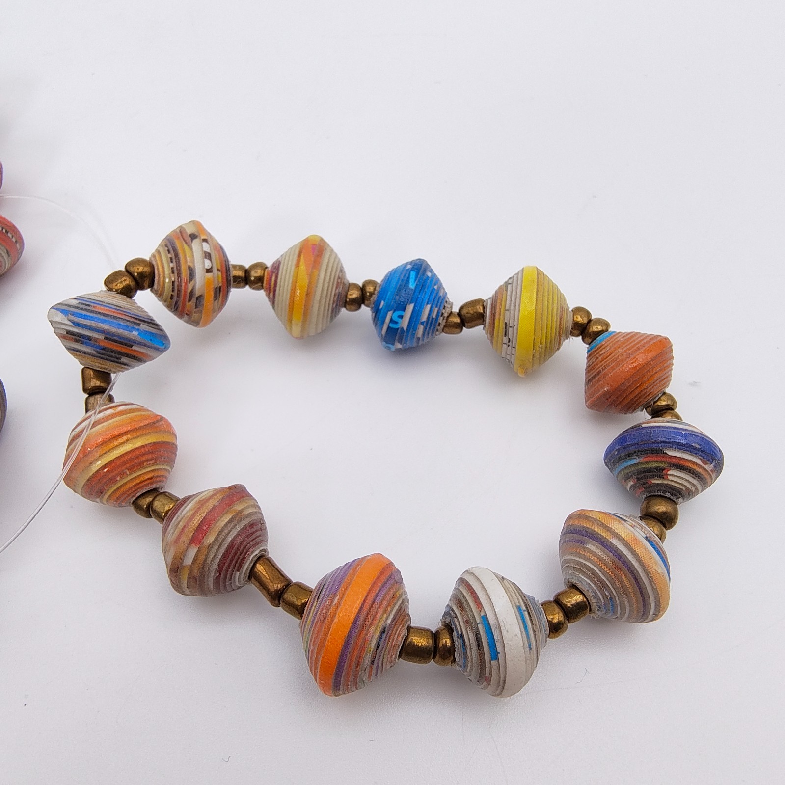 Boho Stackable Recycled Paper Bead Bracelets Set … - image 7