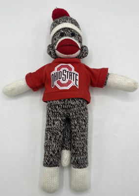 NCAA Ohio State Buckeyes Stuffed Animal Sock Monkey 12  VGC Plush Land~FREE SHIP