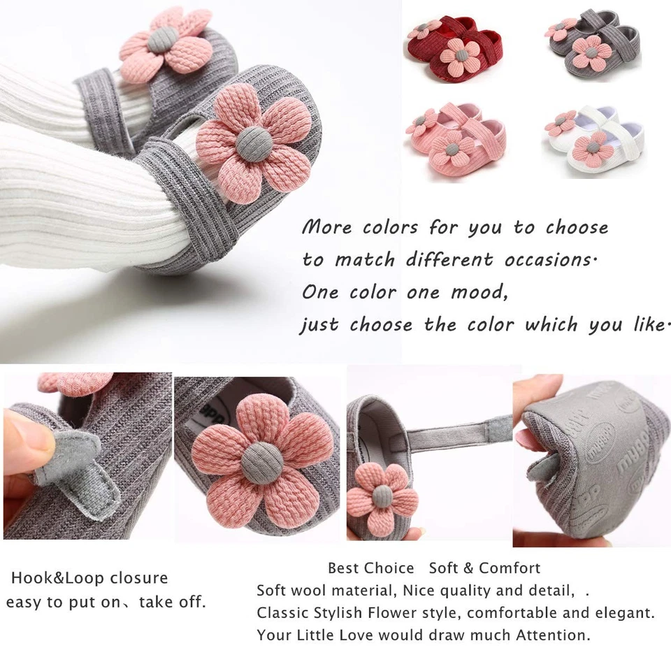 Bebé Niña Zapatos, Flores Bebé Mary Jane Pisos Princesa Vestido Zapatos Sofá... Foto 3 de 4