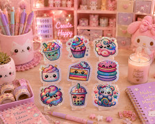 Kawaii Sweet Treats Handmade Die Cut Stickers