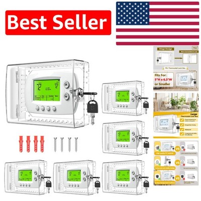 6 PCS Lockable Thermostat Lock Box with Key - Clear Protective Cover 5''H x 6.3''W