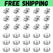 30Pcs/15 Pairs 925 Sterling Silver Earring Backs Replacement Secure Ear Locking