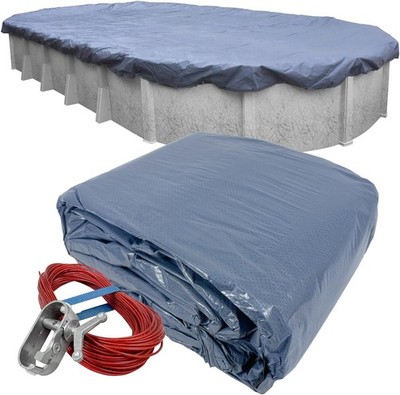 Robelle 18 x 33 ft Blue Winter Oval Pool Cover for Above Ground Pools, 3 ft