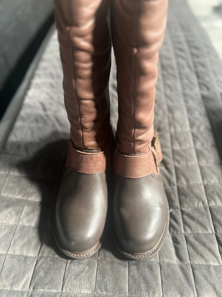 BOGS Mujer Hudson Marrón Alto Pull On Bota de Montar Cuero Hebilla CÁLIDA Talla 10 Foto 2 de 4