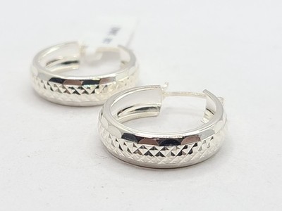 24 mm Diamantschliff Creolen 925 MEX Sterling Silber 2,9 gr
