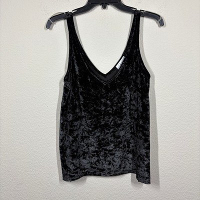 Feel The Piece Terre Jacobs Womens XS Crushed Velvet Cami Tank Black