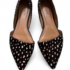 J.Crew Calf Hair D  Orsay Flats Brown Black Spotted Animal Print Women  s Size 8