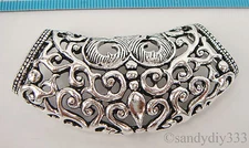 1x OXIDIZED STERLING SILVER FLOWER NECKLACE SLIDE PENDANT 65.6mm #2032