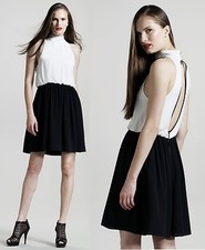 NWT Alice Olivia High Neck Dress With Belt Black/White $368 2/4/6 $368