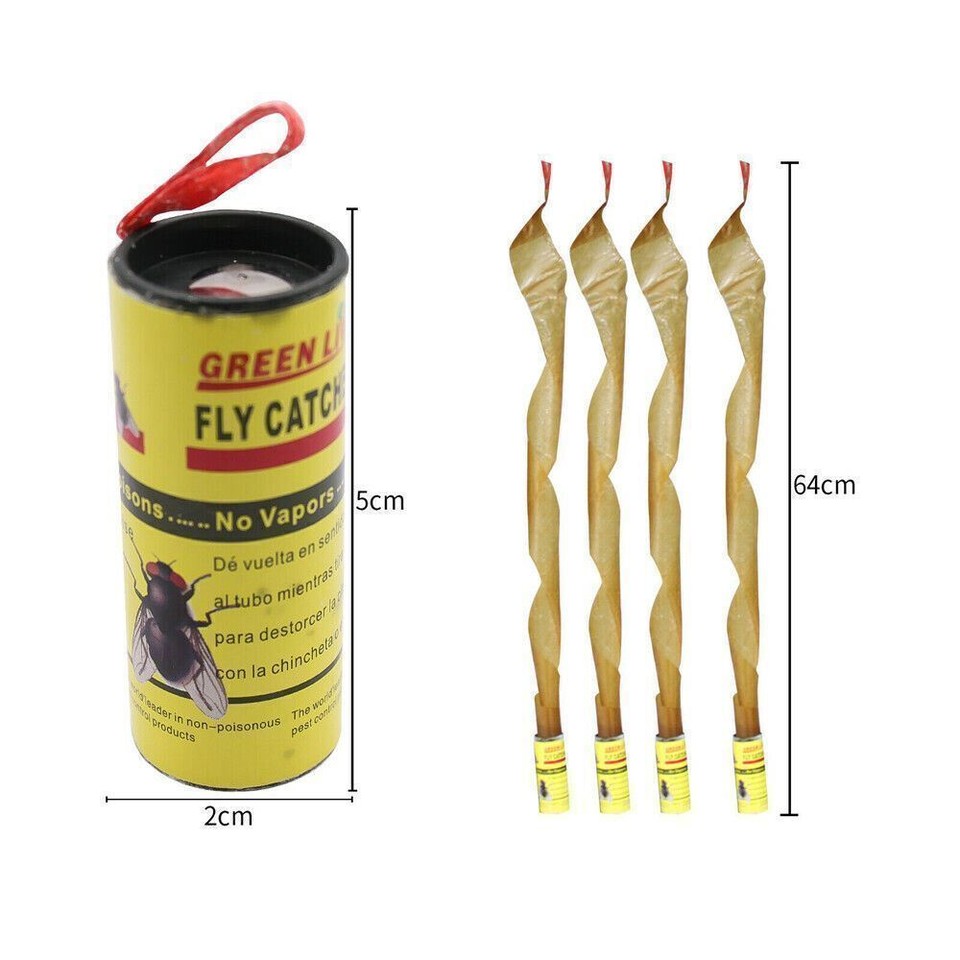 Flyroll Ribbon 4/16 Rolls Insect Bug Fly Glue Paper Catcher Sticky Flies Trap Ribbon ...