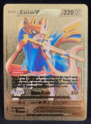 Pokémon - Zacian V - Intrepid Sword - Gold Foil - Fan Art - Card
