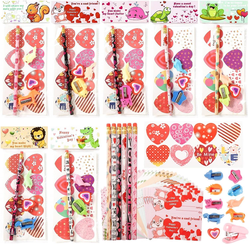 Valentine's Day Gifts for Kids Classroom - 28 Packs Super Value Stationery Kit,