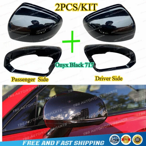 2PCS Onyx Black Driver &Side Passenger Mirror Cover for VOLVO S60 S90 2019-2024