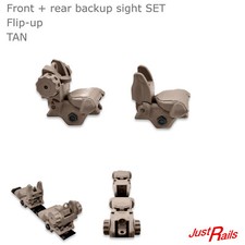 Sniper Rifle Backup Sight Set Front Rear Flip-up Tan Color Standard Fit