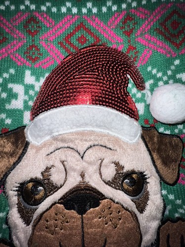 Blizzard Bay Girls Ugly Christmas Sweater Green/White Dog in Santa Hat Sz XL 16 - Picture 5 of 10