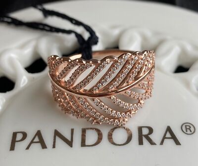 Authentic Pandora ROSE Light as a Feather Ring #180886CZ