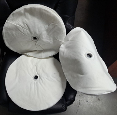 3 Pcs 16'' White Domet Flannel 20 Ply Finish Lustre Buff Wheel - 1-1/4'' Arbor