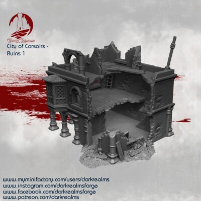Dark Realms City of Corsairs Ruins 1 Tabletop Fantasy 28/32mm Scale