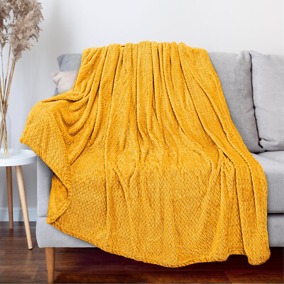 Flannel Fleece Orange And Yellow Throw Blanket Laura Secret Pom