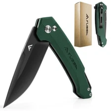 FLISSA 3.2''Pocket Folding Knife D2 Blade G10 Handle EDC Knife with Button Lock
