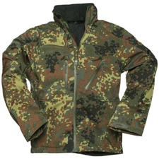 Mil-Tec Softshell Jacket SCU 14 Military Patrol Mens Hooded Coat Flecktarn Camo