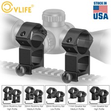 2PCS 1" Low/Medium/High Profile Scope Rings Picatinny/Dovetail Rail Scope Mounts