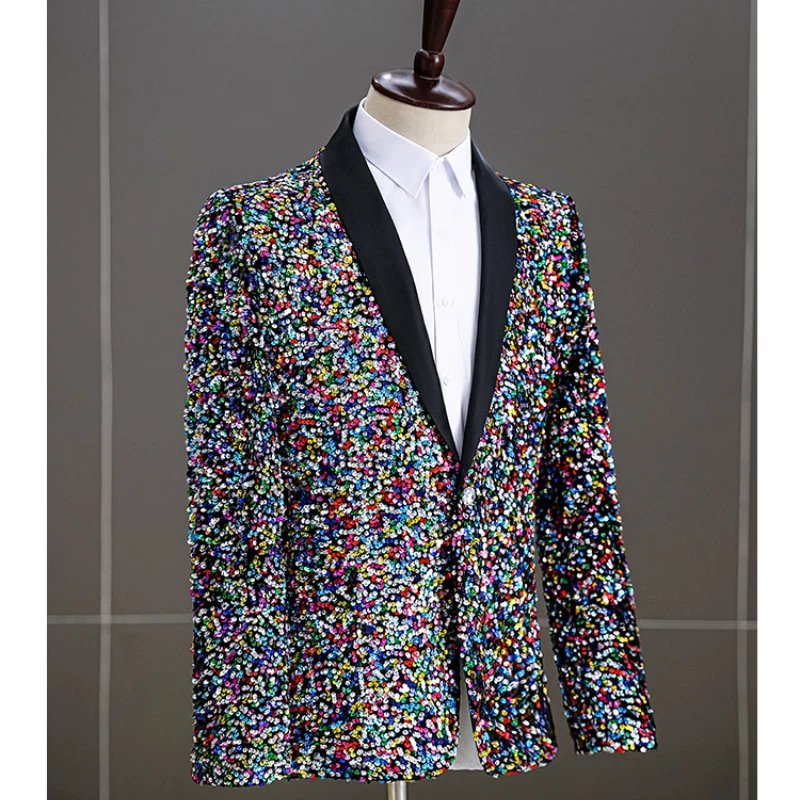 Men s Dress Dinner Party Colorful Blazer Coat Coat Sequin Fashion