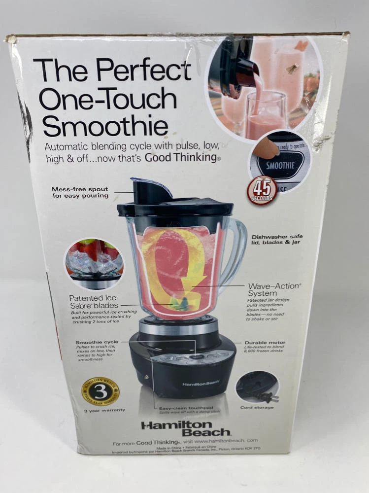 Hamilton Beach Smoothie Smart Blender with 5 Speeds & 40 oz Glass Jar,  Black (56206)