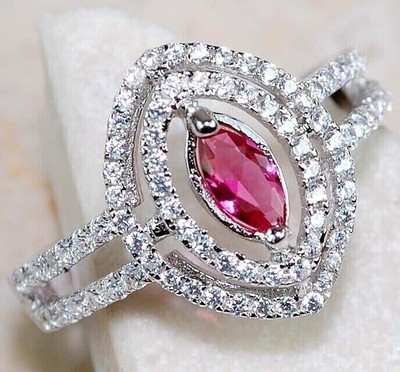  2CT Treated Ruby & White Topaz 925 Sterling Silver Ring Jewelry Sz 6 UB3-8