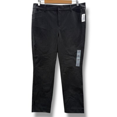 Old Navy NWT Pixie Skinny Pants Women's Size 14 Gray White Dot Stripe High Rise