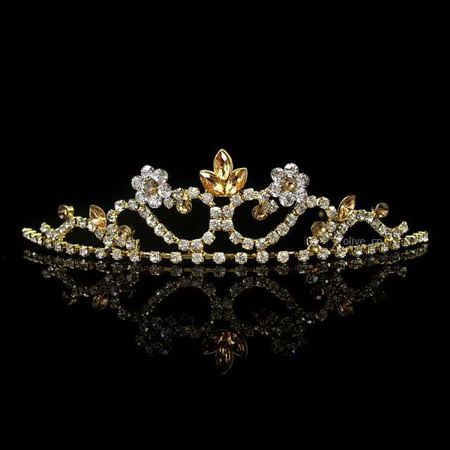 White Mini Tiara Crown Headband For Kids - Flower Girl Wedding Prom Princess