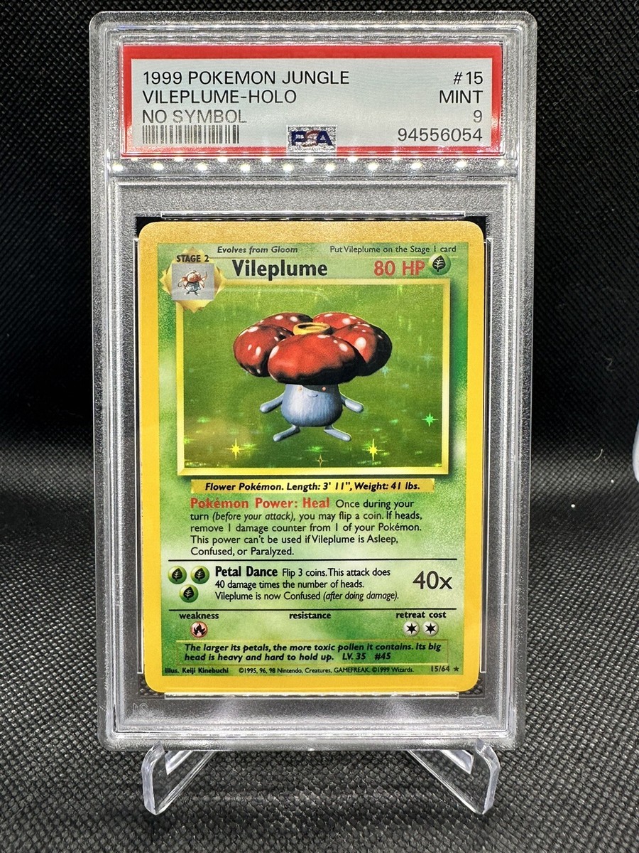 1999 Pokemon Jungle VILEPLUME Holo Foil No Symbol Error #15 1999 Pokemon Jungle VILEPLUME Holo Foil No Symbol Error #15