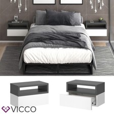 2er Set Nachttische Urbano, 45x28cm, Weiß Anthrazit, Kommode mit Schublade Vicco