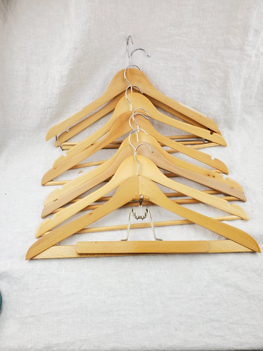 Wooden Clothes Hangers Coat Pant Garments Suit Trouser Bulk Rack Wardrobe  10 pcs