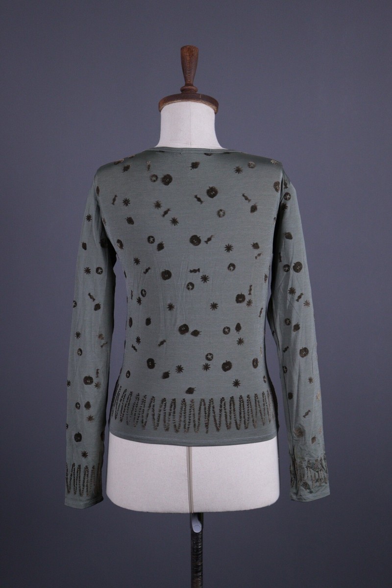 MARITHE FRANCOIS GIRBAUD Gray Fruits Print Cardigan Sweater