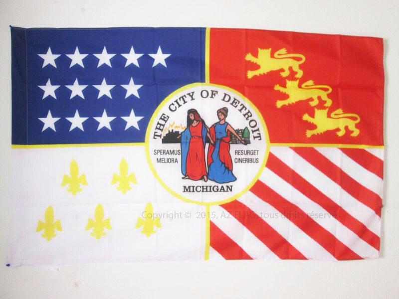 BANDIERA DETROIT 90x60cm - BANDIERA CITTÀ DI DETROIT IN MICHIGAN 60 x 90 cm foro